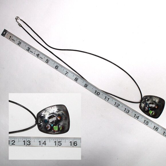 Black Corded Lobster Clasp Necklace With Unique Dark Pendant - Picture 7 of 9